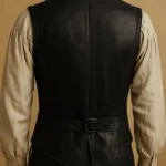 Captain Jack Sparrow Black Leather Vest Back