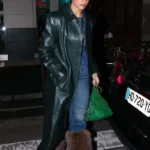 Dua Lipa 2026 Green Leather Coat