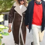 Gigi Hadid NYC Shearling Brown Leather Coat