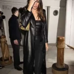 Kendall Jenner Date Night Black Leather Long Coat