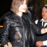 LA Emilia Jones Bomber Black Leather Jacket