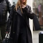 Margot Robbie Black Leather Long Coat