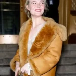 NYC Elle Fanning Brown Shearling Jacket