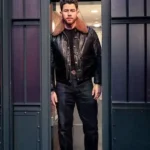 Nick Jonas NBC Studios Shearling Black Leather Jacket
