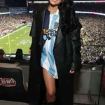 Super Bowl Becky G Black Leather Trench Coat