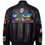 Super Bowl LX Black Leather Jacket Back