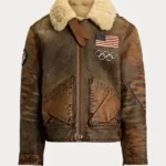 Team USA Brown Shearling Jacket