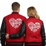 Valentine’s Day Red And Black Letterman Jacket Back
