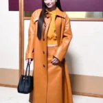 2026 Fashion Show Becky Armstrong Orange Leather Long Coat