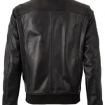Mens Black Leather Jacket Back