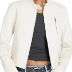 Mercedes de la Zerda Cross Leather White Jacket