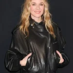 Paris Fashion Week Diane Kruger Black Leather Jacket