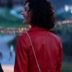 Solo Mio Gia Red Cropped Leather Jacket