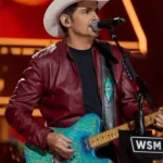A Grand Ole Opry Christmas Brad Paisley Maroon Leather Jacket