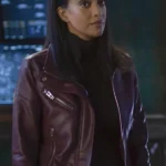 Azie Tesfai Maroon Leather Jacket