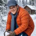 Couples_Weekend_Josh_Gad_Orange_Puffer_Jacket