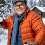 Couples_Weekend_Josh_Gad_Puffer_Orange_Jacket
