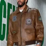 Jayson Tatum Brown Leather Jacket