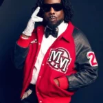 Michael Movie Premiere Wale Black & Red Varsity Jacket