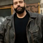 Once a Week for Life George Zouvelos Brown Distressed Leather Jacket