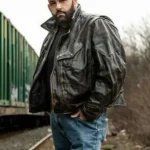 Once a Week for Life George Zouvelos Distressed Leather Jacket