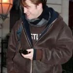 PFW Robert Pattinson Brown Leather Jacket