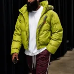 Pro Basketball Playoffs 2026 James Harden Green Puffer Jacket