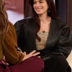 The Drew Barrymore Show Anne Hathaway Black Leather Jacket