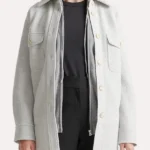 Womens Grey Oversized Wool Shirt