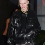Alex Consani Met Gala Party Black Leather Jacket