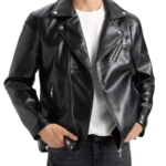 American Polo Collar Biker Leather Jacket