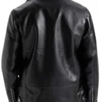 American Polo Collar Black Men Biker Leather Jacket bACK