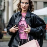 Bella Hadid Oversized Leather Jacket