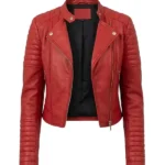 Biker Club Faux Leather Jacket - Red