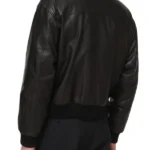 Black Leather Bomber Jacket Back