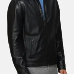 Black Leather Classic Collar Jacket