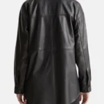 Black Leather Womens Shirt Jacket Back