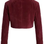 Blake Cropped Faux Suede Moto Jacket Red Back