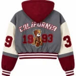 Cali Teddy Bomber Jacket - Grey Combo Back