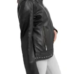 Classic Studded Black Leather Jacket Womens