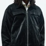 Cropped Coated Padded Bomber Faux Jacket