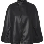 Dakota Faux Leather Cape Jacket - Black