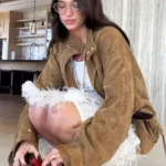 Dua Lipa Los Angeles 2026 Brown Suede Jacket
