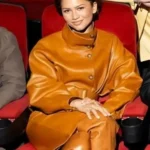 Dune 3 Movie Premiere Zendaya Brown Leather Jacket