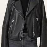 Emma Laird Mint S01 Black Leather Biker Jacket