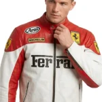 Ferrari Racing White Leather Jacket