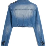 Floré Bella Embellished Denim Bolero Jacket - Medium Wash Back