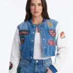Golden State Cutie Patch Denim Bomber Jacket