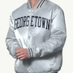 Gray Georgetown Hoyas Varsity Satin Jacket