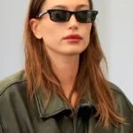 Hailey Bieber Face Black Leather Jacket